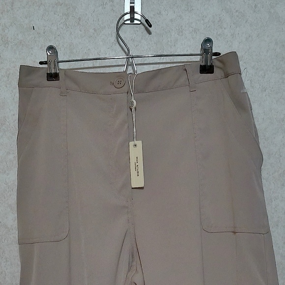 NWT Max Studio Cream Wide Leg Pants, Kangaroo Pockets, Stretch Waist, Size Large - Picture 2 of 8